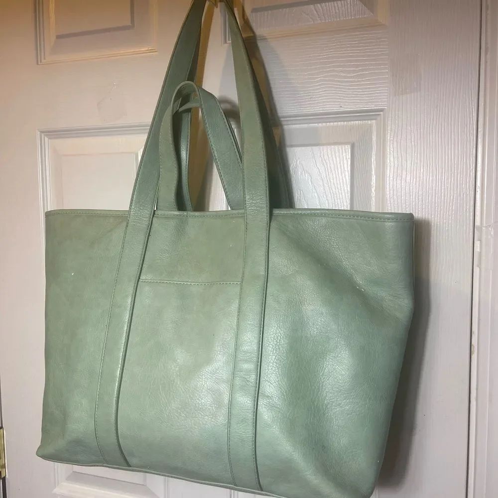Anthropologie Urban Originals Vegan leather Mint Green Slouchy Tote travel bag